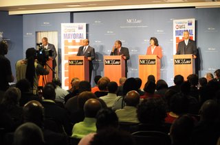Candidates squared off at Mississippi College's Student Assembly Center on the law school's campus in downtown Jackson Tuesday night.
