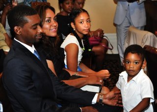 Tyrone Hendrix with his wife, Ercilla, and their daughter, Farah, and son, Tyrone II, just before he took the oath for Ward 6 councilman.