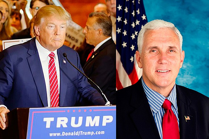 Donald Trump (left) and Mike Pence (right) are targeting the rights of women in the 2016 election. They vow to stack the courts with anti-abortion justices who could make Personhood a reality—endangering in vitro fertilization, the birth-control bill and any abortion to save the life of the mother. File photos