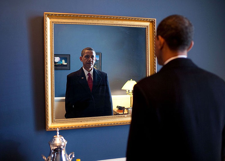 President-elect Barack Obama, moments before being sworn in as President of the United States. January 20, 2009. Official White House Photograph by Pete Souza.