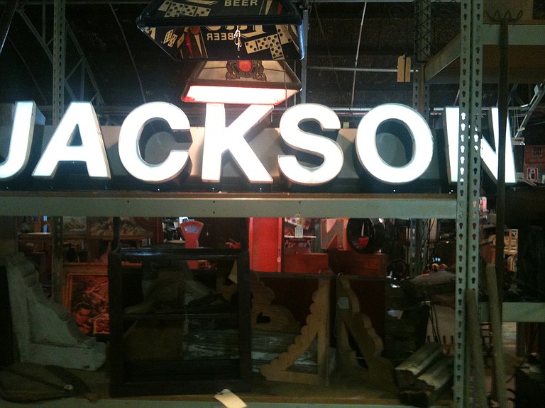 A vintage Jackson sign in the Flowood Flea Market's salvage section would be perfect in the right space.