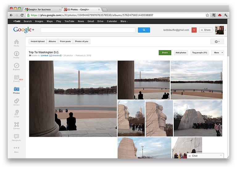 With tools based on Picasa, Google+ is great for managing uploaded photos.