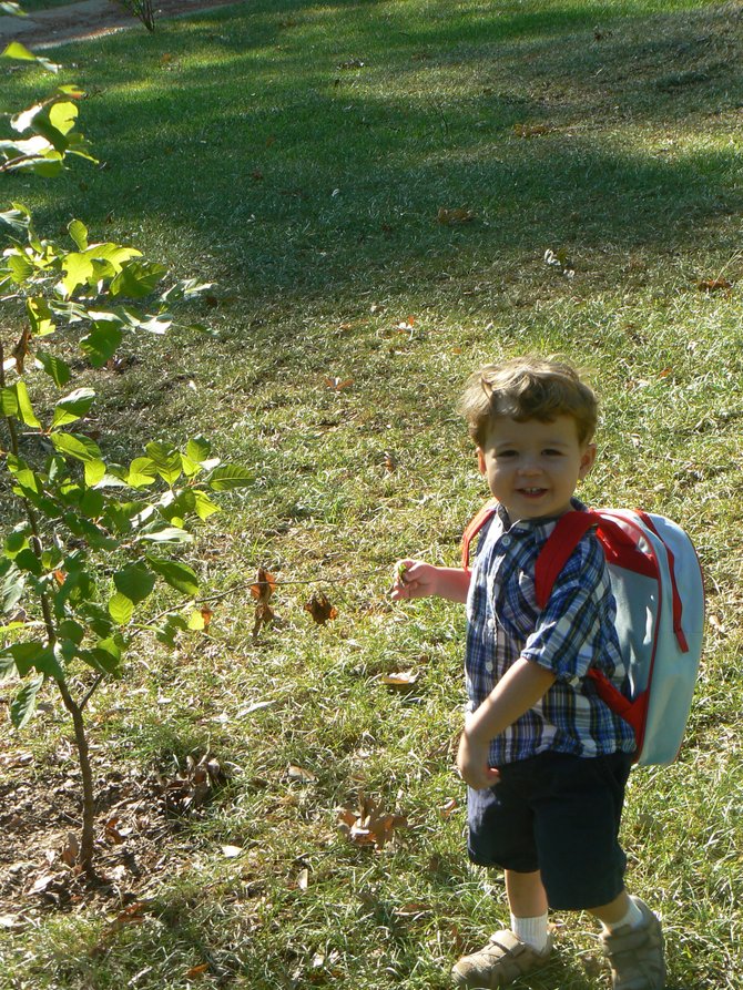 The author's son, Simon, was prepared for his first day of preschool last year.
