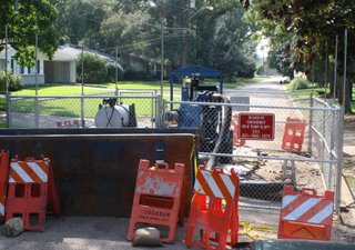 This bypass pump on Sheffield Drive runs 24 hours a day to help divert sewage past a break in the city's line that runs under the street.