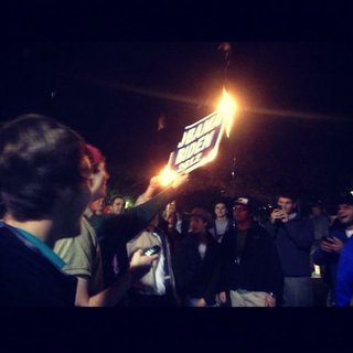 This photo of students at Ole Miss burning an Obama/Biden yard sign in protest of the president's re-election victory went viral Election night.