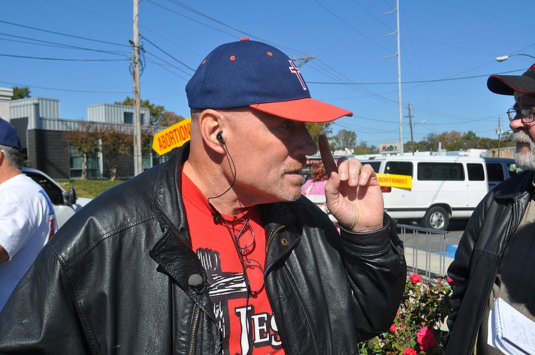 The Rev. Rusty Lee Thomas of Waco, Texas, is one of about 30 abortion protesters spending the week in Jackson.