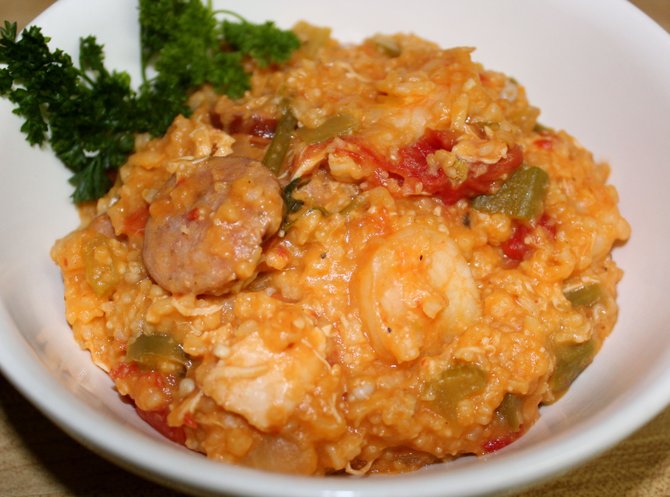 When the weather starts to turn, a big pot of jambalaya warms the soul. 
