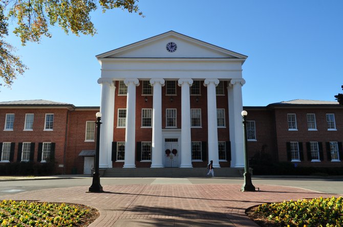 The Lyceum is the University of Mississippi’s main administrative building. Constructed in 1848, the building housed a Confederate hospital during the Civil War and served as headquarters for federal troops when a riot erupted in 1962 over the enrollment of the first black student, James Meredith.