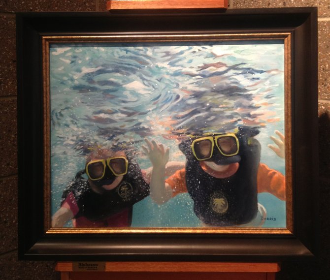 B.J. Dorris’ “Jewels of the Sea” is one of more than 50 paintings on display at the Mississippi Library Commission. 