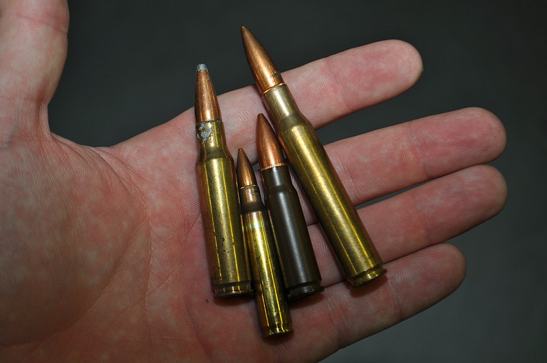 Vendors showed off an assortment of long-range rifle bullets, which were on display at a well-attended gun show in Jackson Jan. 12.