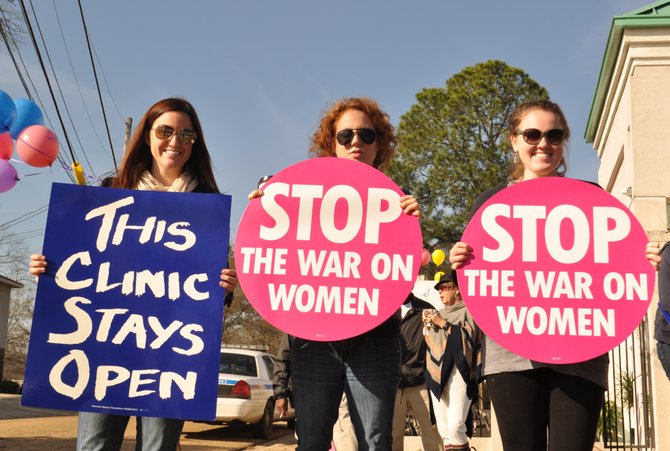All weekend long, abortion-rights opponents and activists have been engaging in dueling demonstrations in front of Derzis' Jackson Women's Health Organization.