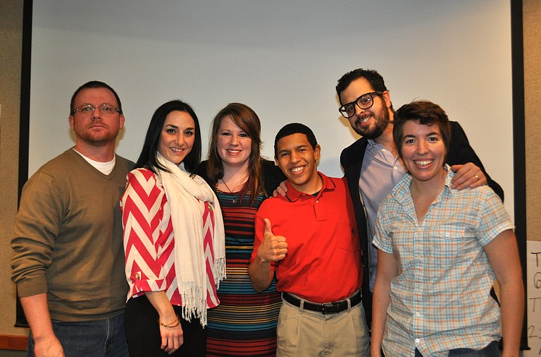 (From left) John Dolan, Mikel Mangipano, Chelsea Thomas, Bryan Tenort, Craig Kinsley and Valerie Blakey created Startup Weekend's winning pitch: AudiTour.