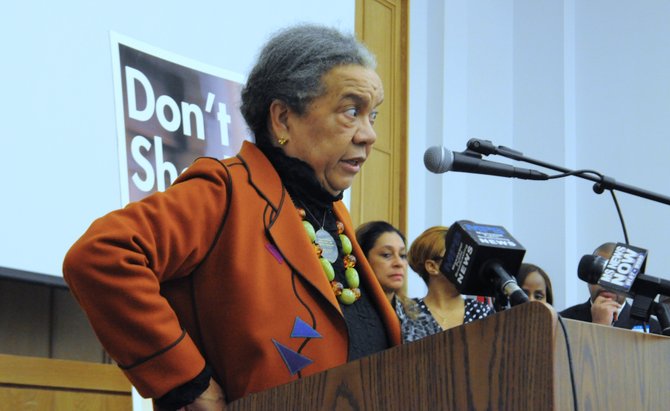 Children's Defense Fund founder and director Marian Wright Edelman, along with other Jackson-area youth advocates, unveiled a set of recommendations to end zero-tolerance school-discipline policies that feed what CDF and others have termed a "cradle-to-prison pipeline."