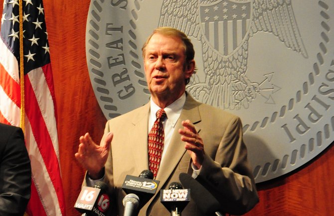 Mike Chaney discussed HHS denial at a press conference in the Woolfolk building in Jackson, Miss. February 7, 2013.