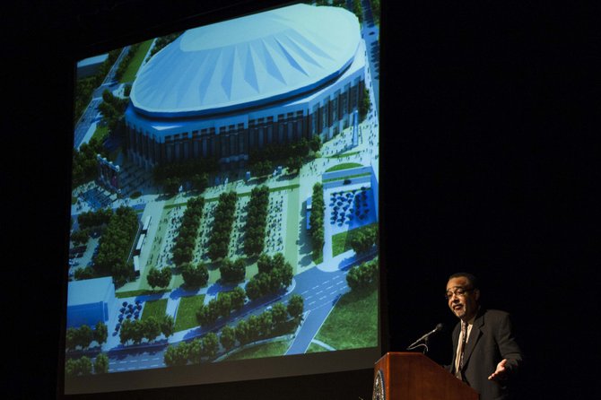 JSU Vice President of Institutional Advancement David Hoard unveiled artist renderings of the proposed $200 million dome stadium Feb. 27.
