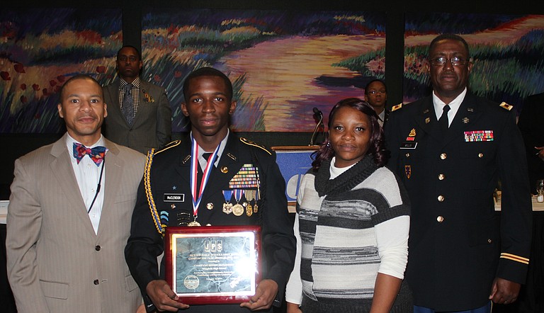 Cadet Col. Seggie McClendon (second from left)