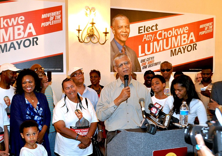 Lumumba speaks on election night.