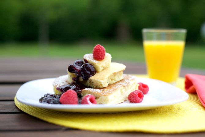 Orange juice oatmeal pancakes are a light, fluffy way to get your daily dose of Vitamin C.