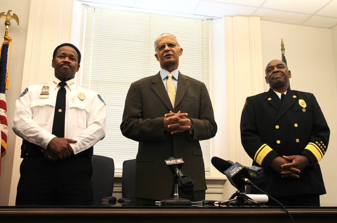 Mayor Chokwe Lumumba announced the nominations of Lindsey Horton, new police chief (left), and Willie Owens, new fire chief (right) a week before they had taken the oath of office.