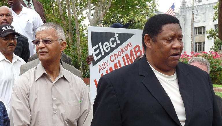 District 5 Supervisor Kenneth Stokes (right) said even though the county has been pouring "millions of dollars" into buying land for the Byram-Clinton Parkway, he has seen little interest from business developers to relocate along the proposed parkway.