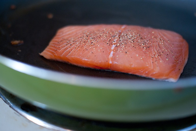Instead of letting your salmon swim in wine to infuse flavor, try beer.