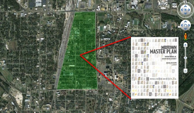 An example of an interactive planning map that can provide access to archives of planning documents, current and past. This particular map shows examples of links to Midtown and Festival Park.