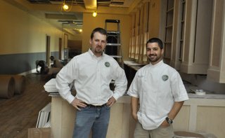 Steven O’Neill (left) and Alex Eaton joined forces to pursue a particular restaurant vision in Belhaven, with O’Neill spearheading the bar and Eaton in charge of the rustic menu.
