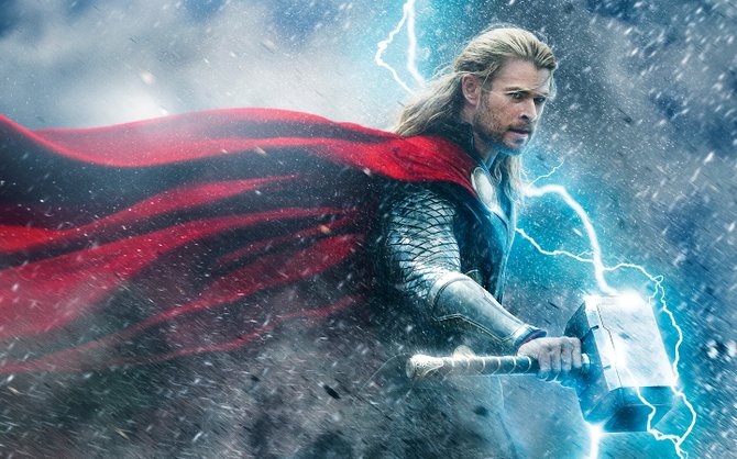 As the title character, Chris Hemsworth wields a mighty hammer in “Thor: The Dark World.”