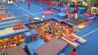 Flame blocks that provide a soft landing for gymnasts contain flame retardants.