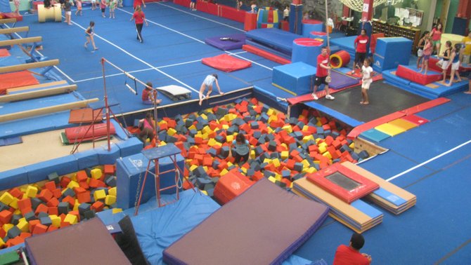 Flame blocks that provide a soft landing for gymnasts contain flame retardants.