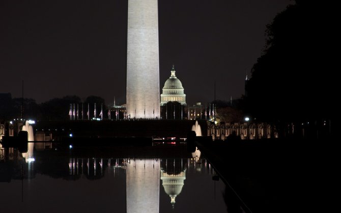 The U.S. Capitol at night. A shift to untraceable donations by organizations denying climate change undermines democracy, according to the author of a new study tracking contributions to such groups.