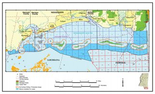 In 2004, the Mississippi Legislature set aside certain blocks that could be leased to oil and gas companies for drilling in state waters.