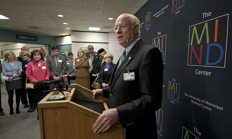 Dr. James E. Keeton, Vice Chancellor for Health Affairs and Dean of the School of Medicine at UMMC, spoke at the opening of the new MIND Center clinic.