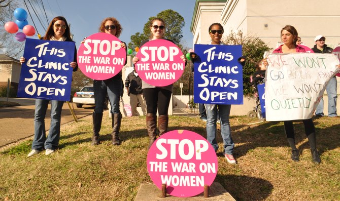 Young reproductive-rights activists support the Jackson Women’s Health Organization during a January 2013 demonstration.