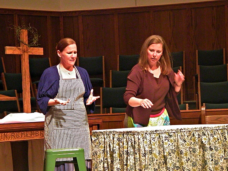 Holly Wiggs and Malaika Quarterman play sisters Martha and Mary in Fish Tale Group Theatre’s “Martha.”