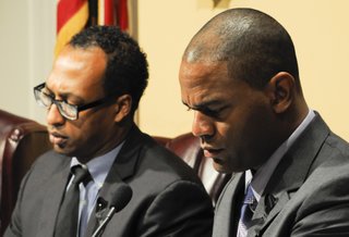 Jackson City Councilmen Melvin Priester Jr. (left) and De’Keither Stamps say big questions remain with the operation of new electronic water meters the city has installed in 10,000 homes.