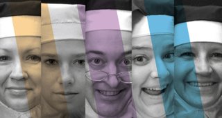 Black Rose Theatre’s production of “Nunsense” includes cast members (from left) Lynn Gibbs, Paula Ishee, Tommy Hoffman, Lauri Gregory-Trott and Samantha Gregory.