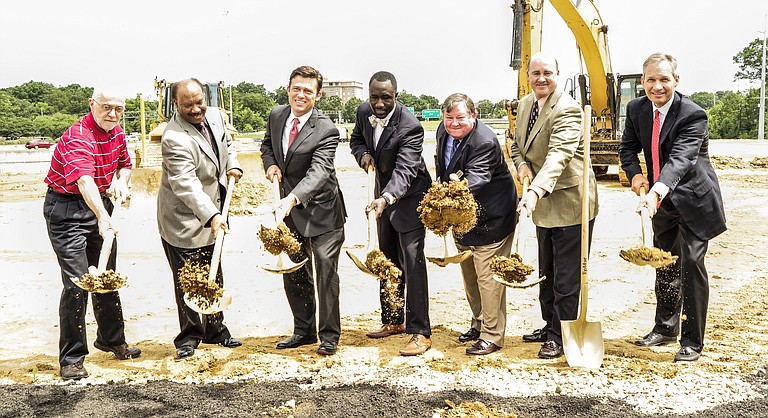 Holder Properties broke ground yesterday on what will be One Eastover Center, a five-story, 120,000-square-feet office building located in the District at Eastover along Eastover Drive and I-55 Frontage Road.