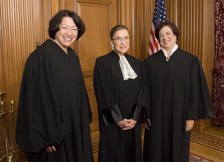 U.S. Supreme Court Justices (left to right) Sonia Sotomayor, Ruth Bader Ginsburg and Elena Kagan wrote a forceful dissent in a case that gave a private religious college flexibility not to comply with the contraceptives mandate in the Affordable Care Act.