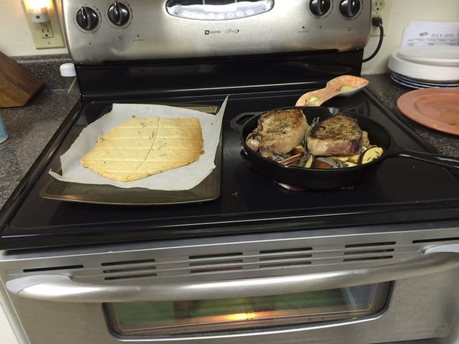 As part of her new Paleo diet, Assistant Editor Amber Helsel made rosemary crackers and bone-in pork chops with pears, apples, sage and rosemary. Note that she is not a health professional and cannot give health advice. Please consult your doctor before adopting any new diet.