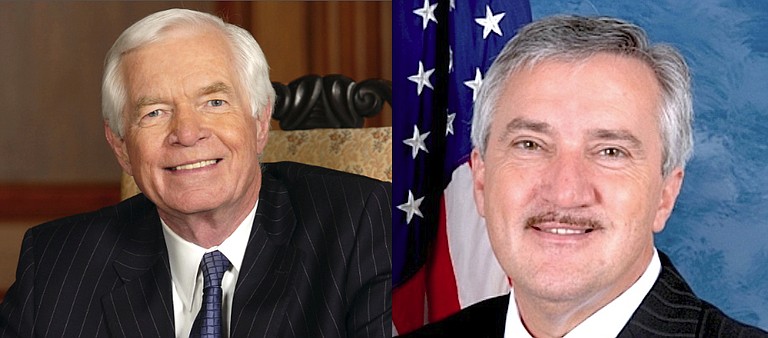 U.S. Rep. Travis Childers (right) took aim at Republicans leaders for refusing to participate in Medicaid expansion that would give an additional 300,000 Mississippians affordable health insurance and calling for an increase to the minimum wage, now $7.25 an hour. Republican U.S. Sen. Thad Cochran addressed the health-care issue by saying government control is not the answer to providing Mississippi citizens with affordable medical care and pointing out that he voted to repeal the federal Affordable Care Act.