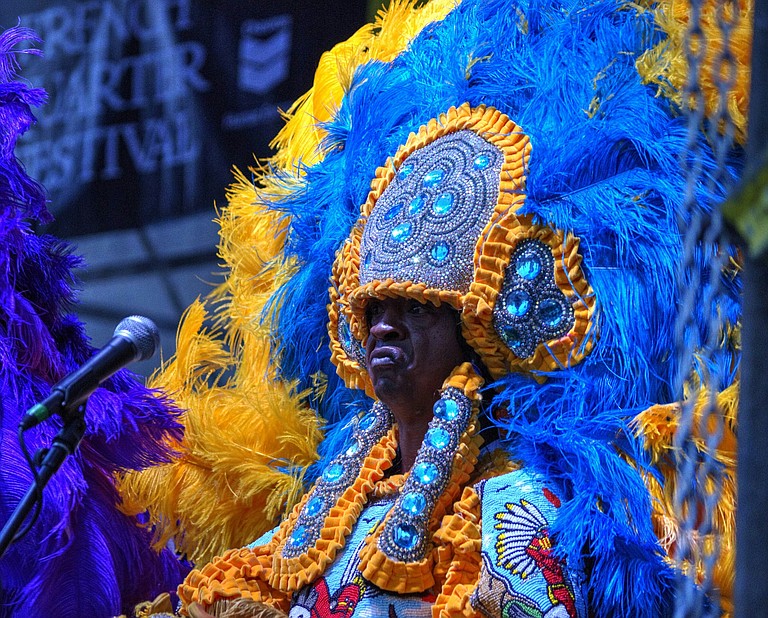 Bo Dollis Jr. and Spyboy James (pictured), members of the world-renowned Wild Magnolias, mix Mardi Gras history with modern innovation.