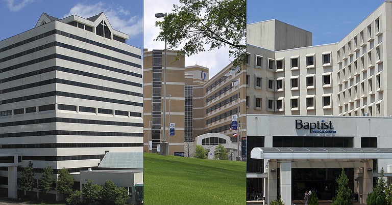 St. Dominic Hospital (left), University of Mississippi Medical Center (middle) and Baptist Medical Center (right)