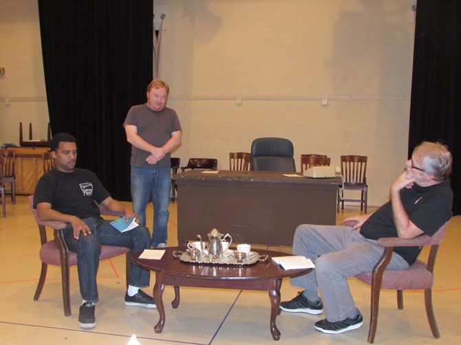 From left: Delance Minefee (Martin Luther King Jr.), Chris Roebuck (Walter Jenkins and Will Colmer) and Mitch Tebo (Lyndon Johnson) star in New Stage Theatre’s production of Robert Schenkkan’s politically charged play, “All the Way.”