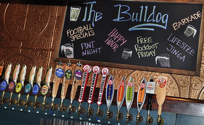 The Bulldog offers 62 beers on tap, about 30 of which change out seasonally.