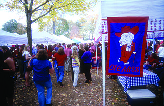 The Grove is a popular spot on the Oxford campus for pre-game and postgame tailgating. The Ole Miss football team also walks through the Grove on way to the stadium.