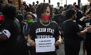 On Dec. 1, Jackson State University students staged a so-called die-in at Gibbs-Green Plaza, where local police opened fire on anti-war protesters in May 1970, killing two young black men, Phillip Lafayette Gibbs and James Earl Green, and wounding 12 others. The officers involved in the shooting never faced criminal penalties.