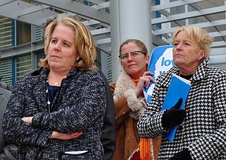 Roberta Kaplan (left) was the attorney for the defendants in Mississippi's same-sex marriage case. Also pictured: Ellen Langford (middle) and Debbie Allen (right).