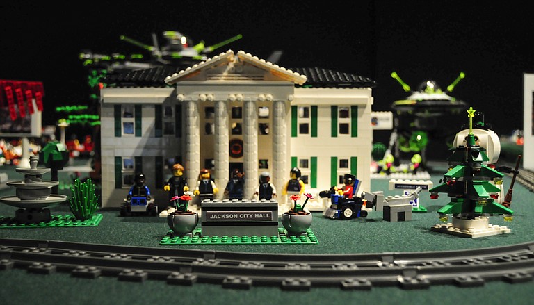 The Lego Jackson exhibit features familiar sights, including City Hall, but also has a few fun additions, such as UFOs and monsters.