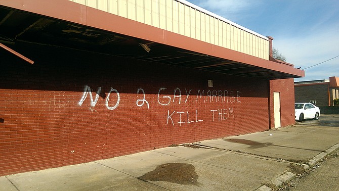 Anti-gay message near Poindexter Park in Jackson.